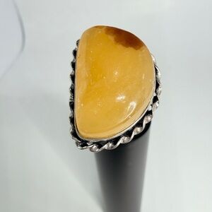 💕 Aventurine quartz yellow gemstone silver overlay stamped 925 adjustable